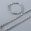 Sleek silver stainless steel jewelry set featuring a polished hip-hop style chain and bracelet - Bracelet 20cm + Necklace 45cm / Steel Color Jewelry Set