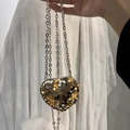 Mini borsa a tracolla a cuore con paillettes oro e argento e catena metallica - Paillettes Oro