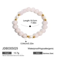 Bracciale di quarzo rosa con perla e dettagli in acciaio dorato per stile a strati - Bracciale in Acciaio Inossidabile con Perle e Pietre Rosa (JDB0305029)