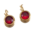 Elegante goldene Ohrringe mit runden roten Edelsteinen auf poliertem Metallsockel - 10er Pack / Goldbasis Rot