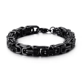 Men's black Byzantine weave stainless steel bracelet with a sturdy lobster clasp - Black (8mm) / 16cm