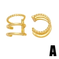 Ear cuff geometrico dorato a tre strati con trama a corda intrecciata e fasce lucide - Stile A-Triplo Strato Intrecciato
