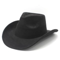 Chapeau de cowboy classique en suédine noire à bord large pour hommes et femmes - M(56-59CM) / Suédine Noire
