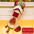 Christmas stocking with snowman 3D plush, red burlap decor, 45cm hanging gift bag - Snowman Style (073-B)
