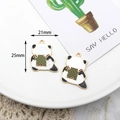Ciondoli Panda fai-da-te in smalto bianco e nero con texture verde misura 21x25mm - Panda che Sposta le Gambe