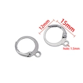 Silver stainless steel geometric French ear hooks for DIY jewelry with size measurements - 12*15mm / Steel