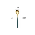 Elegant gold and dark green dessert spoon with 13cm length for coffee or tea - Green Gold Small Spoon