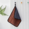 Double-sided thick coral fleece cleaning towel in brown and grey with hanging loop - 25*25cm (400gsm) / Brown
