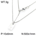 Silver square pendant necklace with engraved letter E and adjustable box chain - Silver Letter E Style (KN293671-Z)