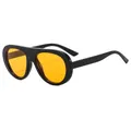 Gafas de sol de piloto oversize con montura negra y lentes amarillas transparentes - Montura Negra Lentes Naranjas