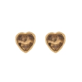 Pendientes de corazón estilo Maillard con bordes dorados y centro marrón ámbar - Estilo Corazón (E559) / Gris