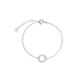Minimalist S925 sterling silver chain bracelet with a sparkling paved circle pendant - 925 Silver / Platinum