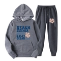 Survêtement gris anthracite avec imprimé lettres et sweat à capuche à cordon - S / Haut Et Bas / Gris Anthracite (Imprimé Plage)