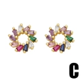 Bunte Zirkon-Kranz-Ohrstecker mit Goldfinish und mehrfarbigen Kristallen für Damen - Kranz Stil (C)
