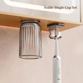 Magnetic toothbrush holder with translucent grey ripple cup for wall mounted storage - Elegant Gray (Adhesive) + Single Hook