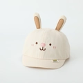 Dettaglio cappello sole neonato con orecchie da coniglio 3D e ricamo di qualità - 52cm (Consigliato 2-5 Anni) / Bianco Sporco