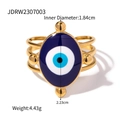 Vista dettagliata dell'anello Evil Eye in oro 18K con specifiche di misura e peso - Stile Decorativo Con Perline Occhio Ovale Oro A Tre Strati (JDRW2307003)
