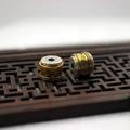 Two-tone gold and silver rotatable bead with engraved Six-Word Proverb for DIY jewelry - Amulet / D11mmxH9mm