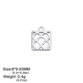 Silver stainless steel square clover charm pendant for DIY jewelry making - Steel Color Barcelona Flower