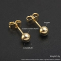 Klassische 18k vergoldete Kugel-Ohrstecker aus hochwertigem Kupfermaterial für Damen - ED03-7 Kugel 0.5CM / Gold