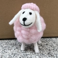 Handmade pink and white wool felt sheep ornament for Nordic style home decoration - Pink Wrapped Leg Sheep