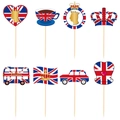 Set di 8 topper per cupcake per l'incoronazione di Re Carlo III con motivi di Londra - Stile 2 Topper per Torta Tema Londra (8 pezzi/confezione)