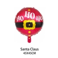 Red 45x45cm Christmas Santa belt foil balloon with HO HO HO holiday slogan design - Black Belt Santa Round / 45x45cm