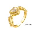 Anello regolabile con ali di angelo a cuore dorato e pietre di zircone trasparente - Oro Bianco Ali di Cuore
