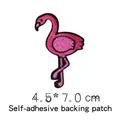 Pink flamingo cartoon embroidery patch with adhesive backing for DIY clothes, 4.5x7.0cm - Style W-Self-adhesive Flamingo