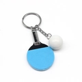 Mini table tennis racket and ball keychain with blue rubber padding and metal ring - 4.8cm*3.8cm / Blue Ping Pong