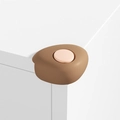 L-shaped brown silicone corner protector with soft pink insert for child safety - Shell Dual Color-Coffee
