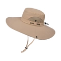 Khaki Outdoor Anglerhut mit breiter Krempe, Mesh-Einsatz und verstellbarem Kinnband - Khaki