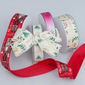 Christmas ribbon set with gold stamping nutcracker and tree patterns for gift wrapping - Processed Bow Knot Style
