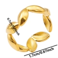 Detailansicht verstellbarer goldener Blattring mit 1,7 cm Durchmesser und 0,7 cm Höhenangaben - Gold