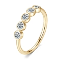 Elegant S925 sterling silver gold-plated ring featuring five round moissanite stones - Size 7 / K Yellow Gold