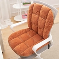 Plush heated seat cushion with backrest in warm orange for office chairs - Checkered Orange Red