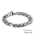 Silver stainless steel 11mm Cuban link bracelet with lobster clasp and sizing details - Steel Color Cuban Chain (KB126633-Z)