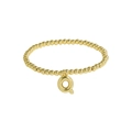 Elastic 18k gold plated brass bead bracelet featuring a minimalist letter Q charm - Letter Q