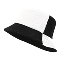 Dettaglio del cappello a secchiello in velluto a coste con patchwork bicolore e texture - Taglia unica / Bianco e Nero