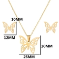 Golden stainless steel butterfly jewelry set featuring a pendant necklace and stud earrings - Green Butterfly with Gold Foil Necklace / Gold