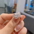 Adjustable silver heart halo ring featuring a round brilliant center and pavé diamonds - TJZ191-Heart Shape Halo