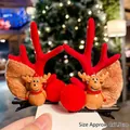 Christmas reindeer horn hair clips with red flocking and plush ears, size 4x7.5cm - A16# Elk Style