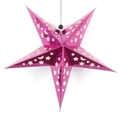 Pink holographic laser hollow star hanging decoration for Christmas and party events - 45cm / Rose Red