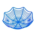Blue plastic Halloween candy basket with spider web design and decorative spiders - Plain Style / Blue