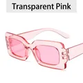 Retro square sunglasses with transparent pink jelly frame and lenses in hip-hop style - Transparent Pink