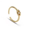Macro shot of gold-plated evil eye ring featuring clear zircon and lash detail - Adjustable Open / Evil Eye Inlaid Clear Rhinestone (370)