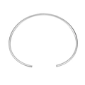 Bracciale rigido aperto minimalista in finitura argento lucido con trama metallica - NC-224S Forma a C Aperta / Argento