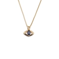 Halskette mit vergoldeter Box-Kette und blauem Zirkon-Anhänger im bösen Blick Design - Augenform