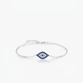 Minimalistisches S925 Sterlingsilber Armband mit blau-weißem Zirkonia-Auge-Anhänger - 925 Sterlingsilber