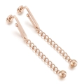 Eleganti orecchini lunghi a catena in oro rosa con perle lucide in acciaio inossidabile - Oro rosa